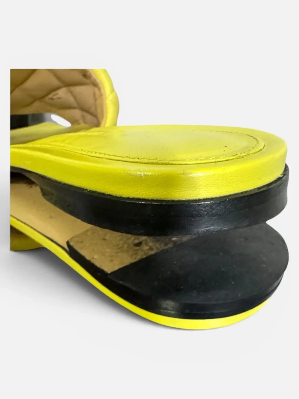 Bottega Veneta Padded Flat Slides Pear Yellow Quilted Leather Sandal EU 37 US 7 - Picture 8 of 16